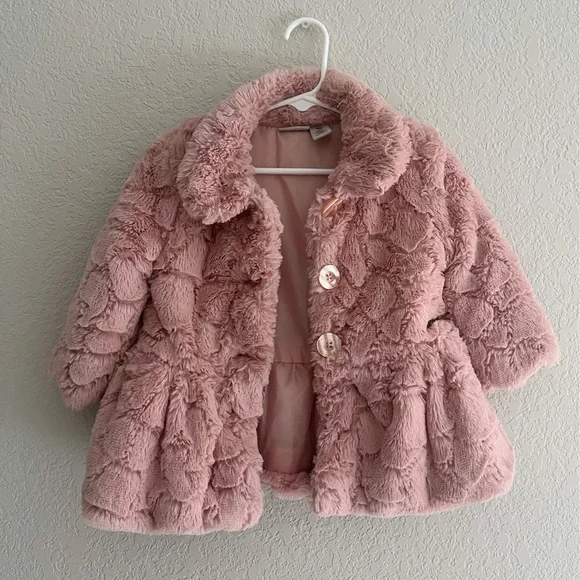 Calvin klein faux fur coat blush deals